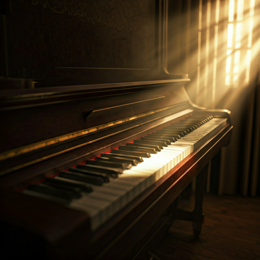Sunlight hitting an acoustic piano in a cozy room